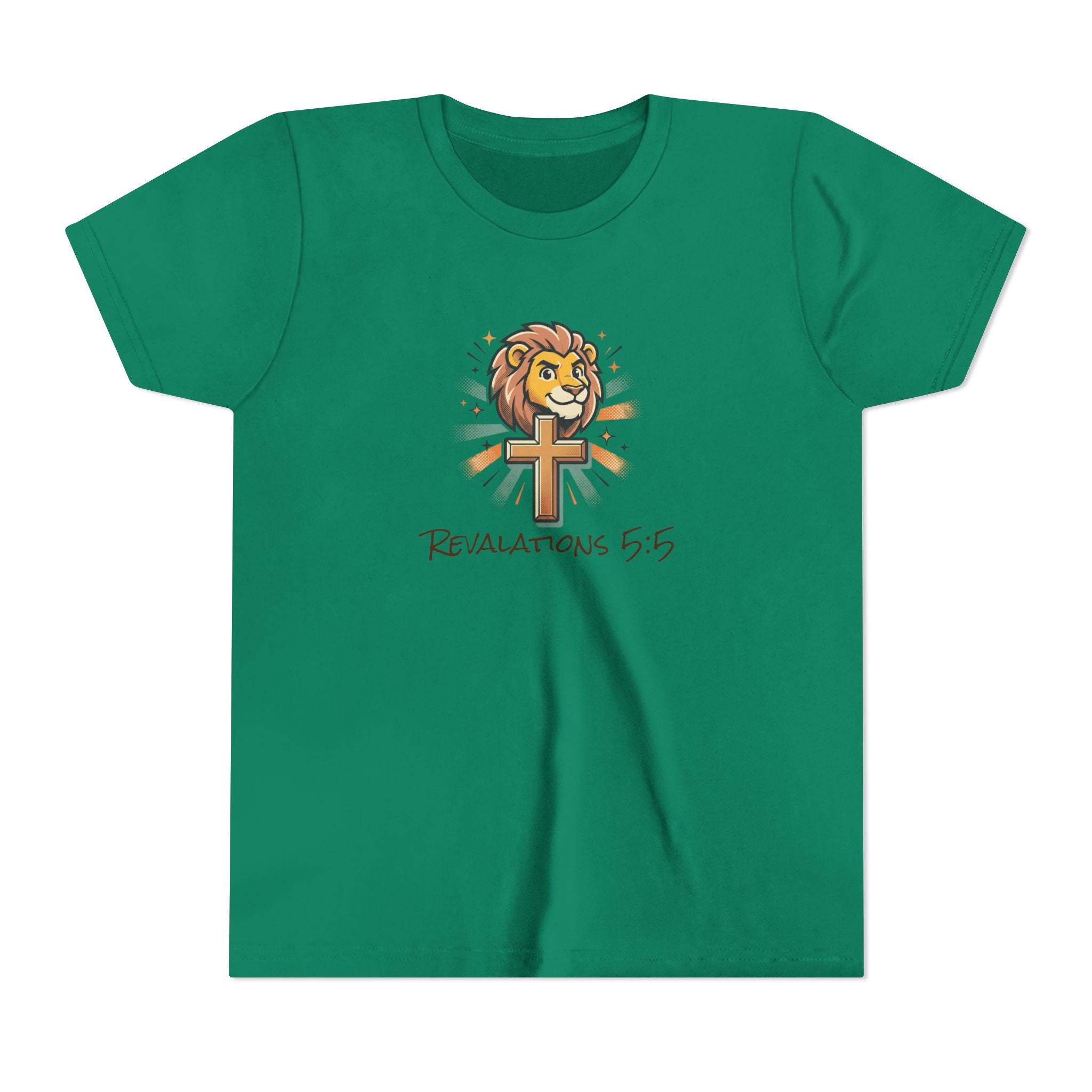 Forge and Thread Co - Youth Tee – Lion & Cross 'Revelations 5:5' Christian Kids T-Shirt