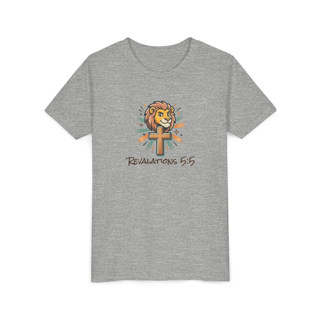 Forge and Thread Co - Youth Tee – Lion & Cross 'Revelations 5:5' Christian Kids T-Shirt