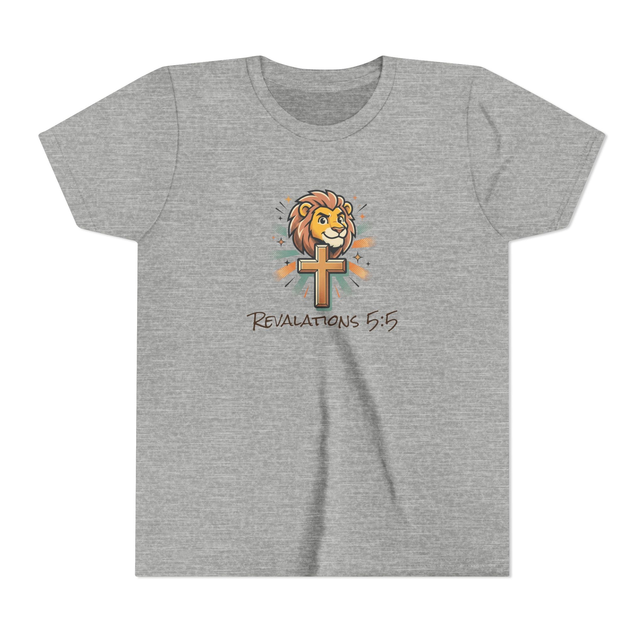 Forge and Thread Co - Youth Tee – Lion & Cross 'Revelations 5:5' Christian Kids T-Shirt