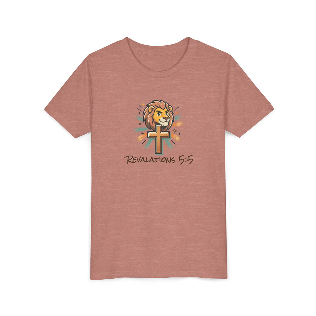 Forge and Thread Co - Youth Tee – Lion & Cross 'Revelations 5:5' Christian Kids T-Shirt