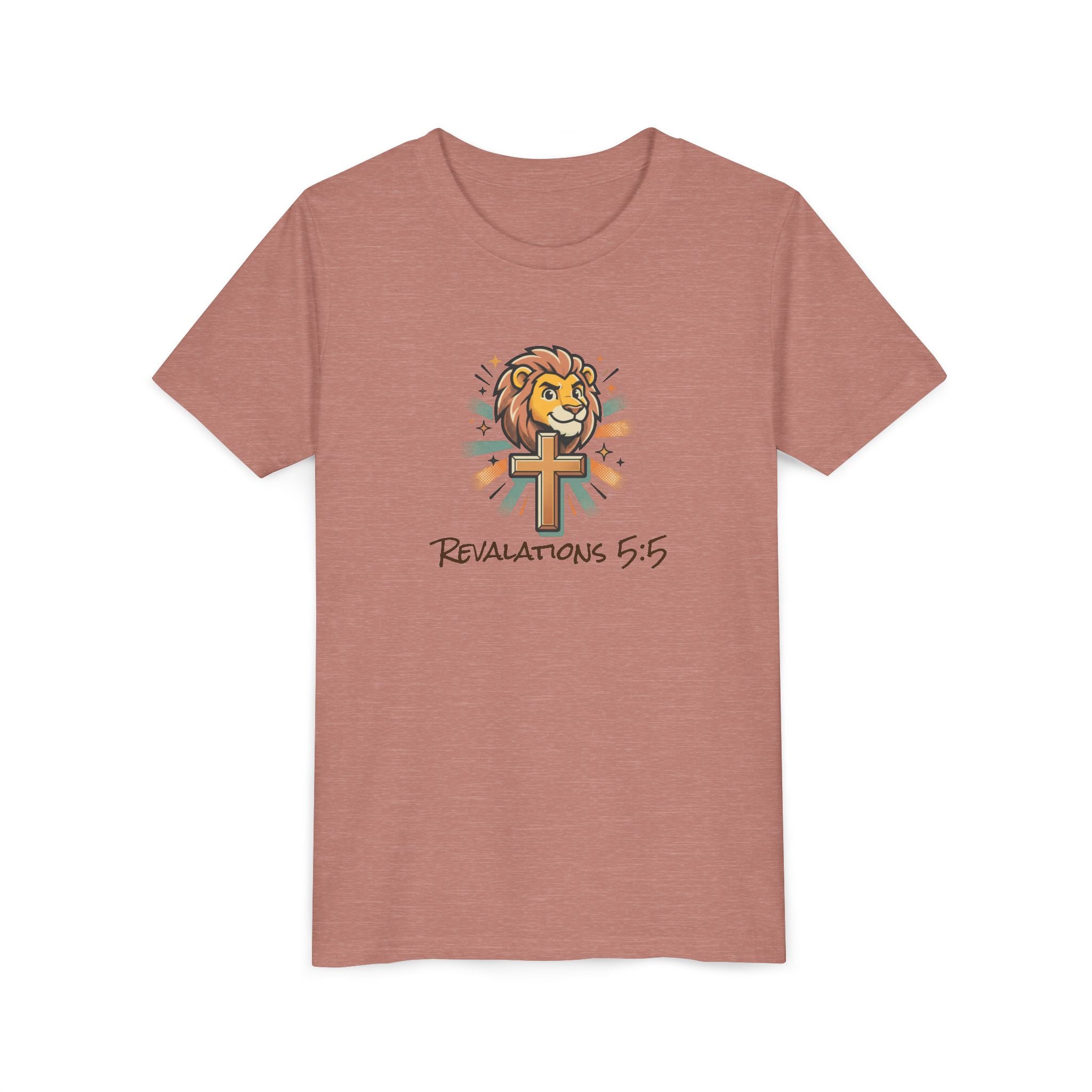 Forge and Thread Co - Youth Tee – Lion & Cross 'Revelations 5:5' Christian Kids T-Shirt