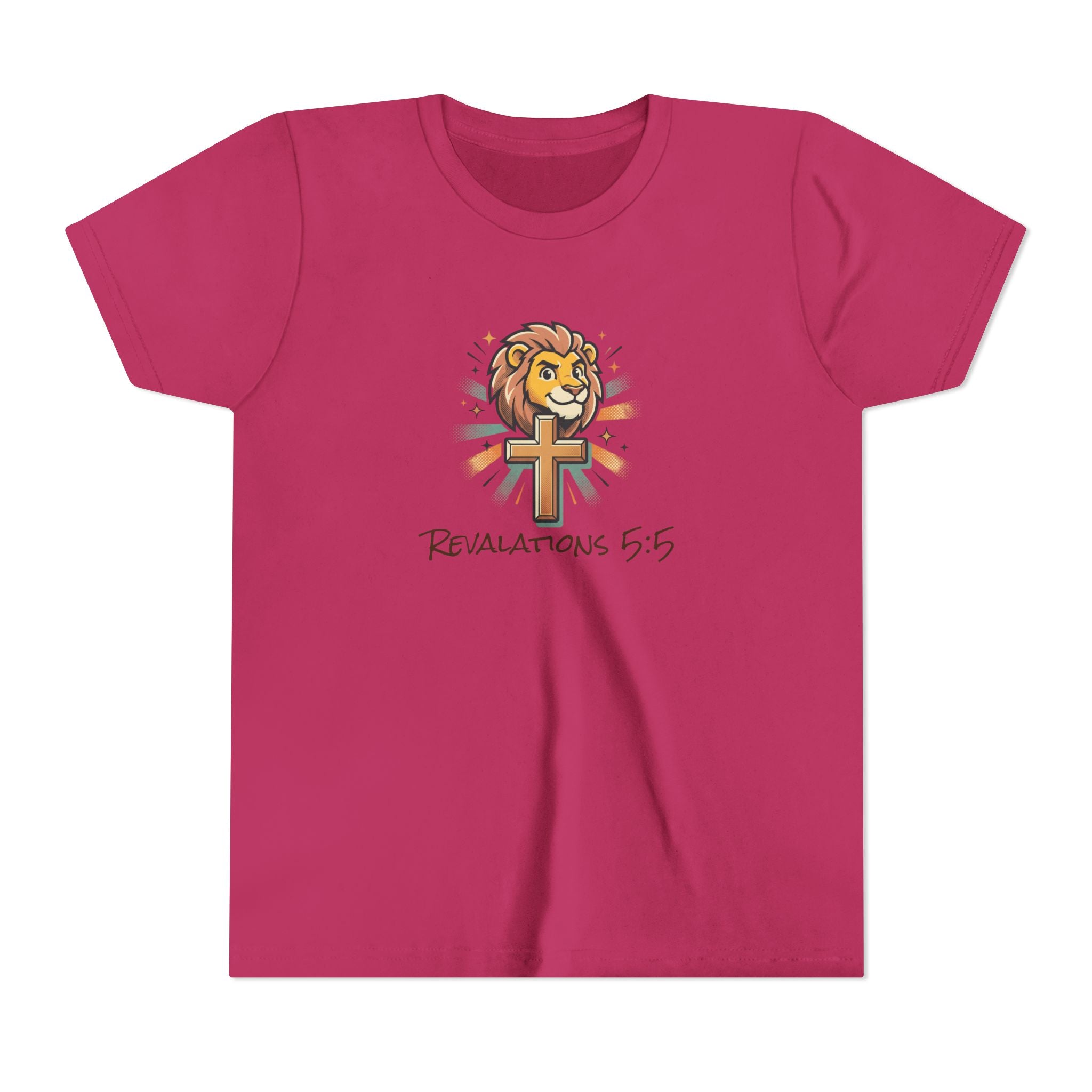 Forge and Thread Co - Youth Tee – Lion & Cross 'Revelations 5:5' Christian Kids T-Shirt
