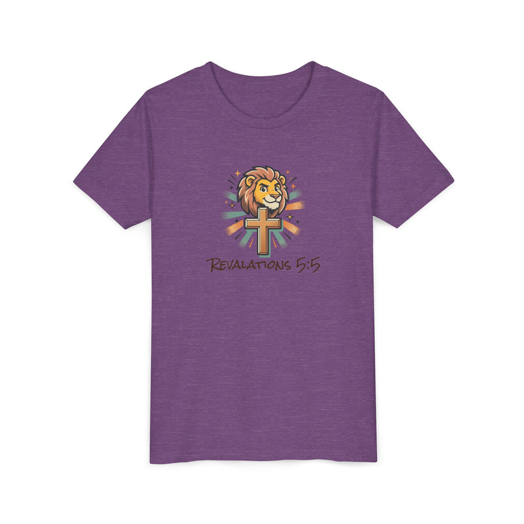Forge and Thread Co - Youth Tee – Lion & Cross 'Revelations 5:5' Christian Kids T-Shirt