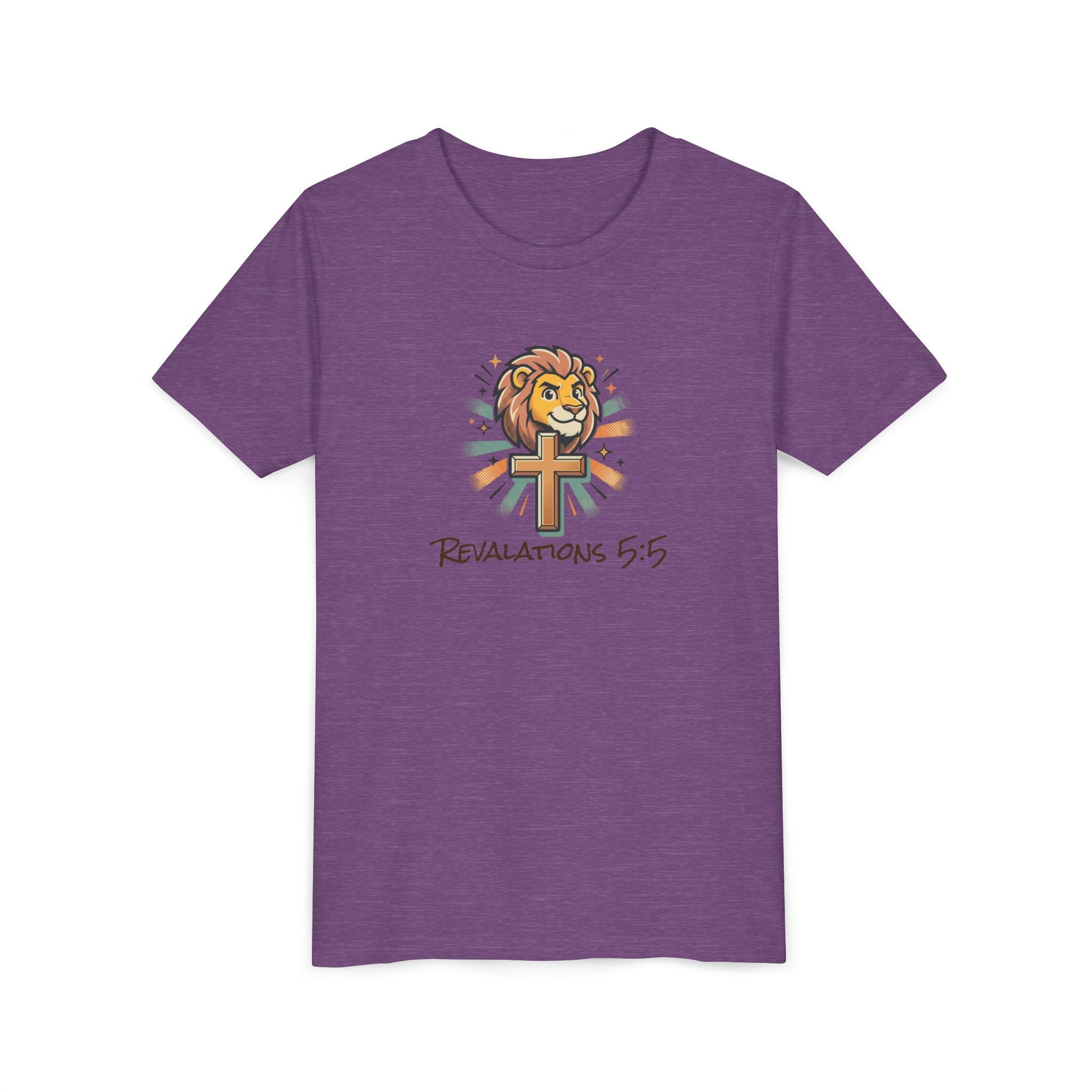 Forge and Thread Co - Youth Tee – Lion & Cross 'Revelations 5:5' Christian Kids T-Shirt