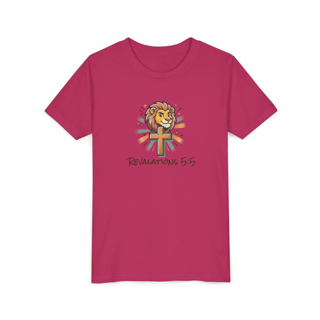 Forge and Thread Co - Youth Tee – Lion & Cross 'Revelations 5:5' Christian Kids T-Shirt