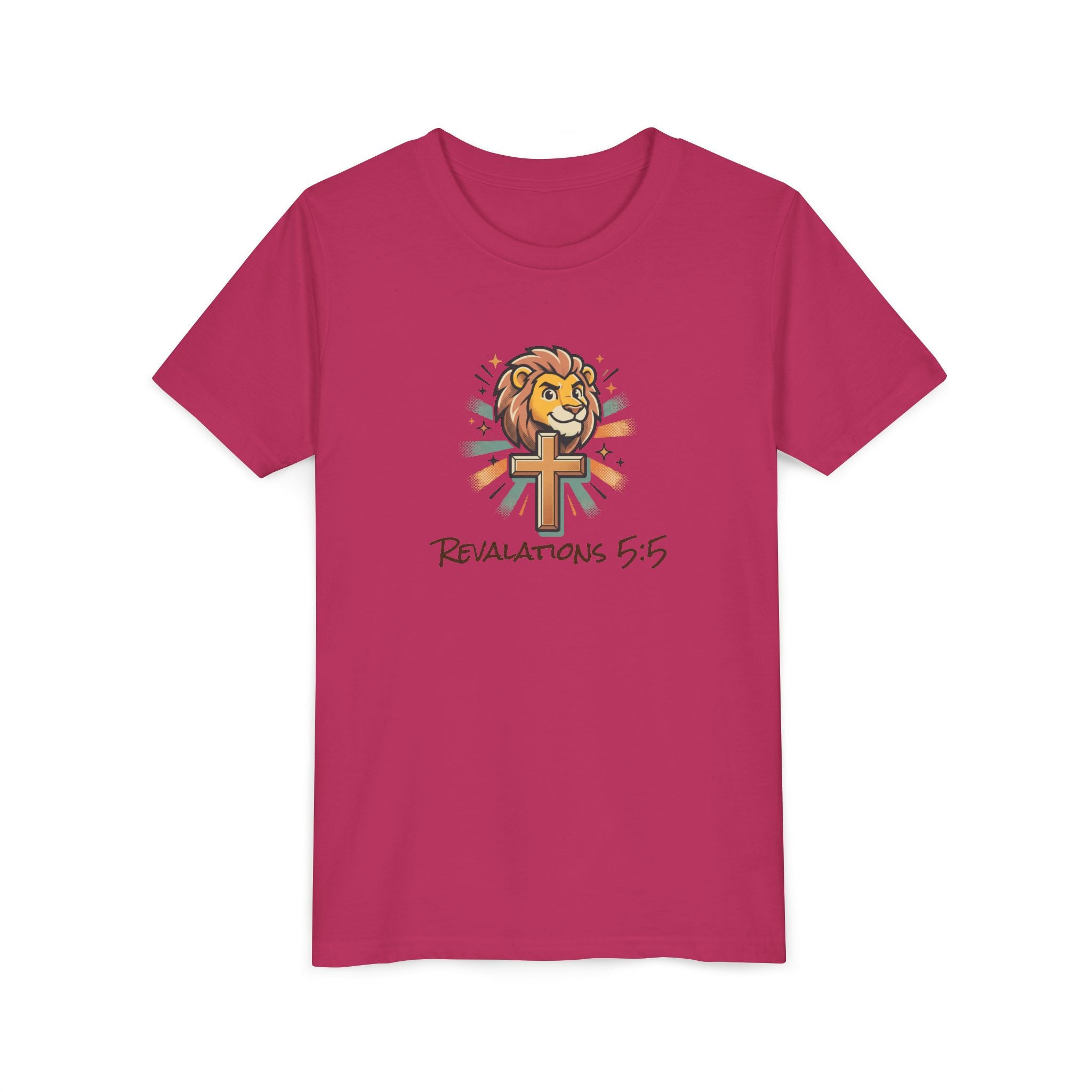 Forge and Thread Co - Youth Tee – Lion & Cross 'Revelations 5:5' Christian Kids T-Shirt
