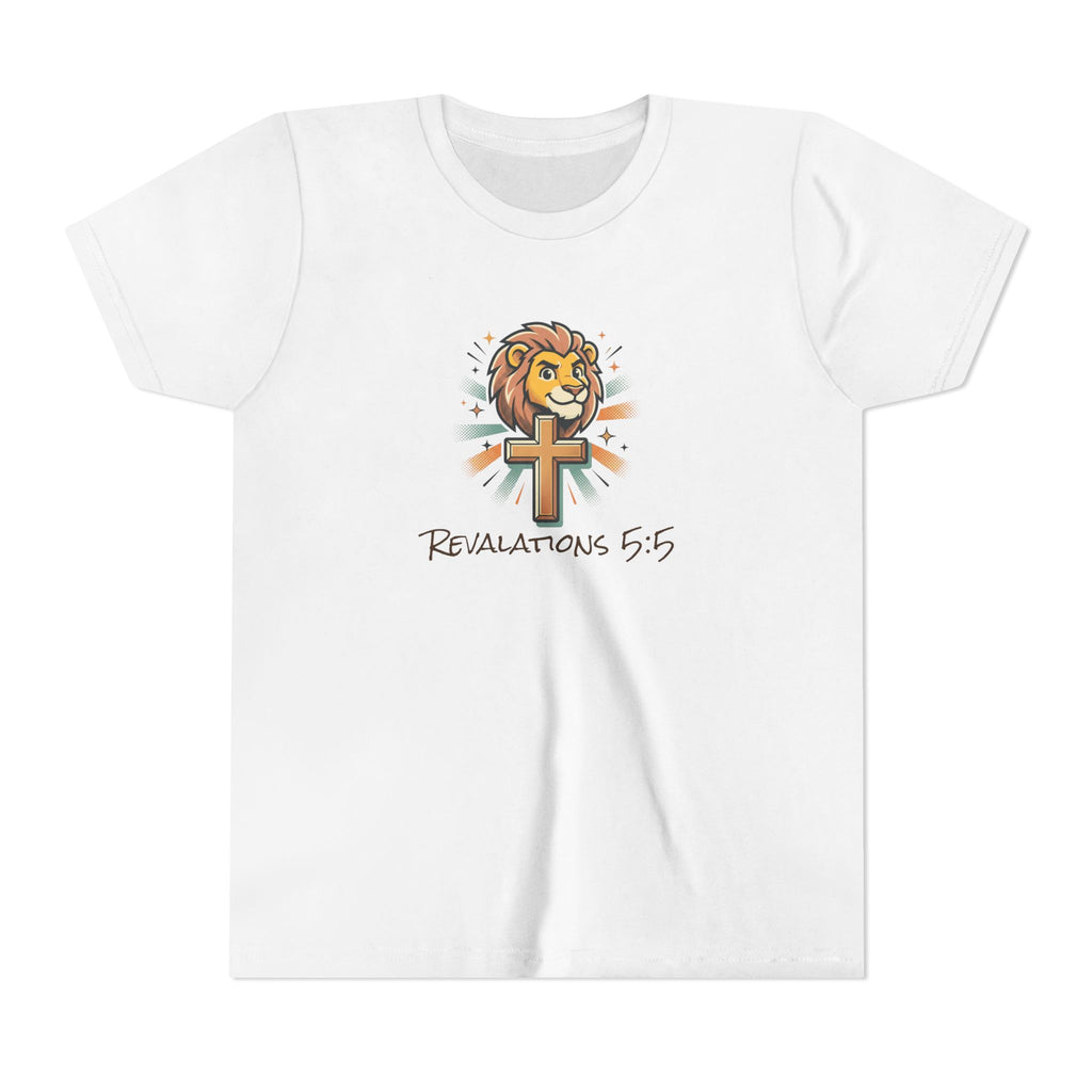 Forge and Thread Co - Youth Tee – Lion & Cross 'Revelations 5:5' Christian Kids T-Shirt