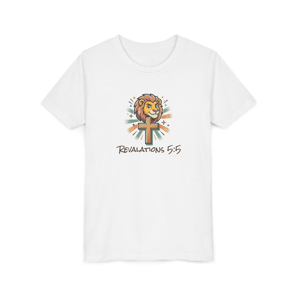 Forge and Thread Co - Youth Tee – Lion & Cross 'Revelations 5:5' Christian Kids T-Shirt