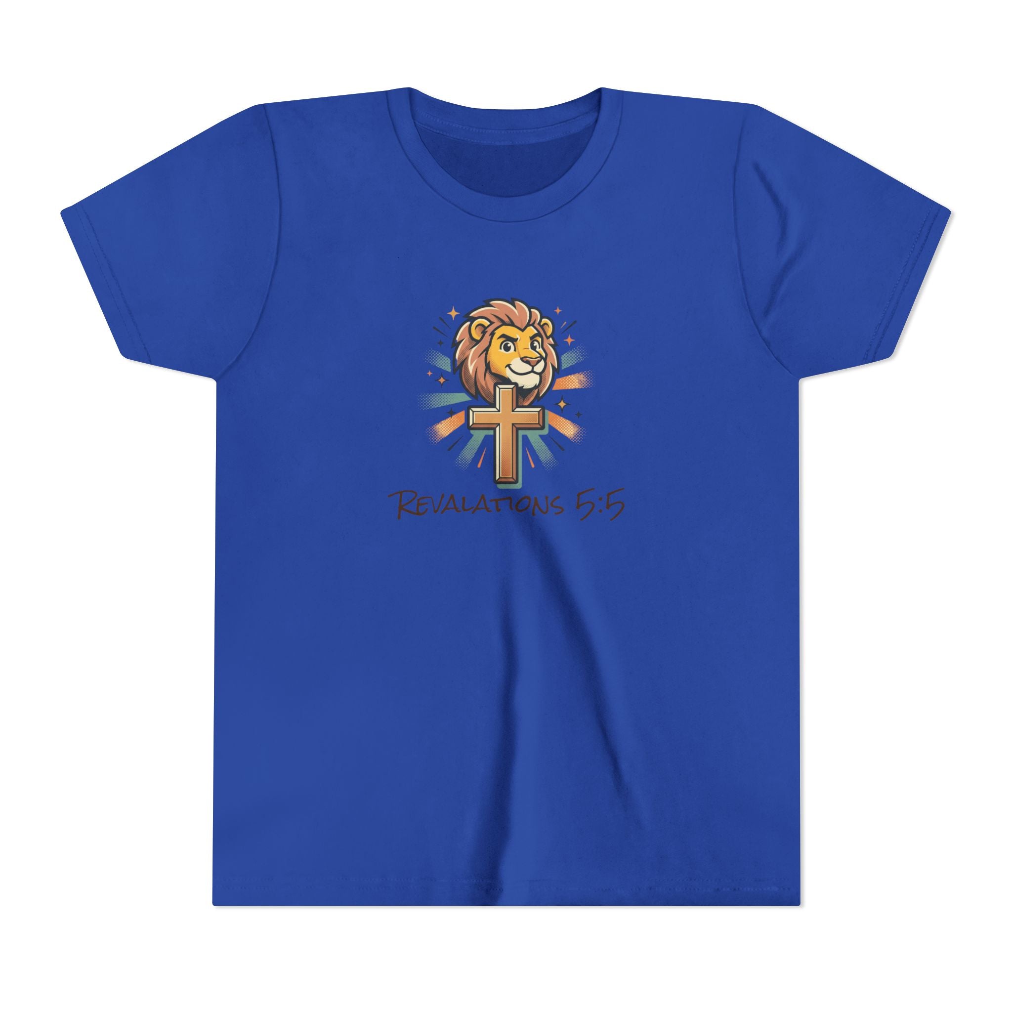 Forge and Thread Co - Youth Tee – Lion & Cross 'Revelations 5:5' Christian Kids T-Shirt