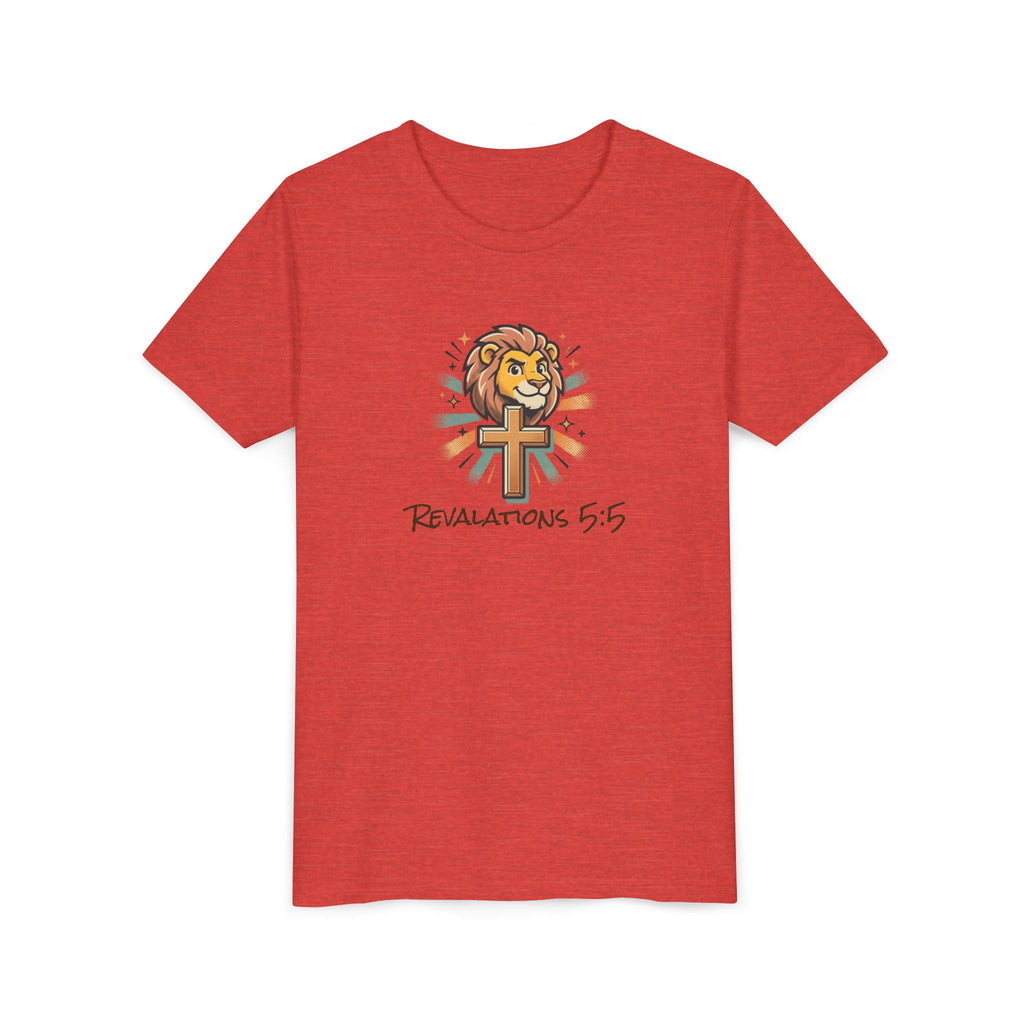 Forge and Thread Co - Youth Tee – Lion & Cross 'Revelations 5:5' Christian Kids T-Shirt
