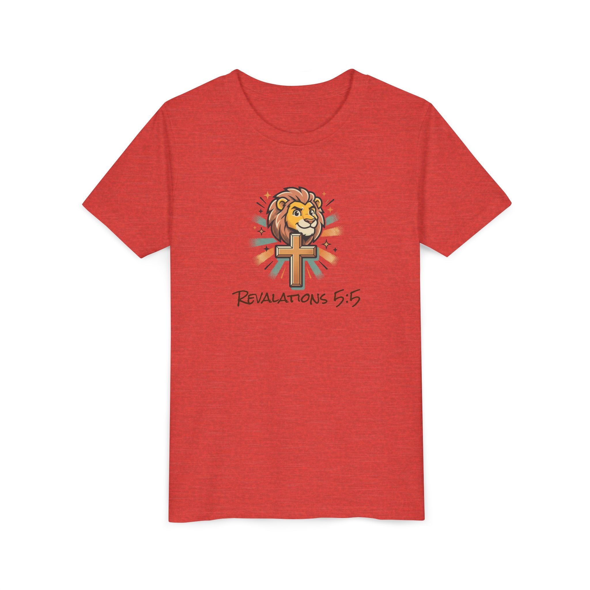 Forge and Thread Co - Youth Tee – Lion & Cross 'Revelations 5:5' Christian Kids T-Shirt
