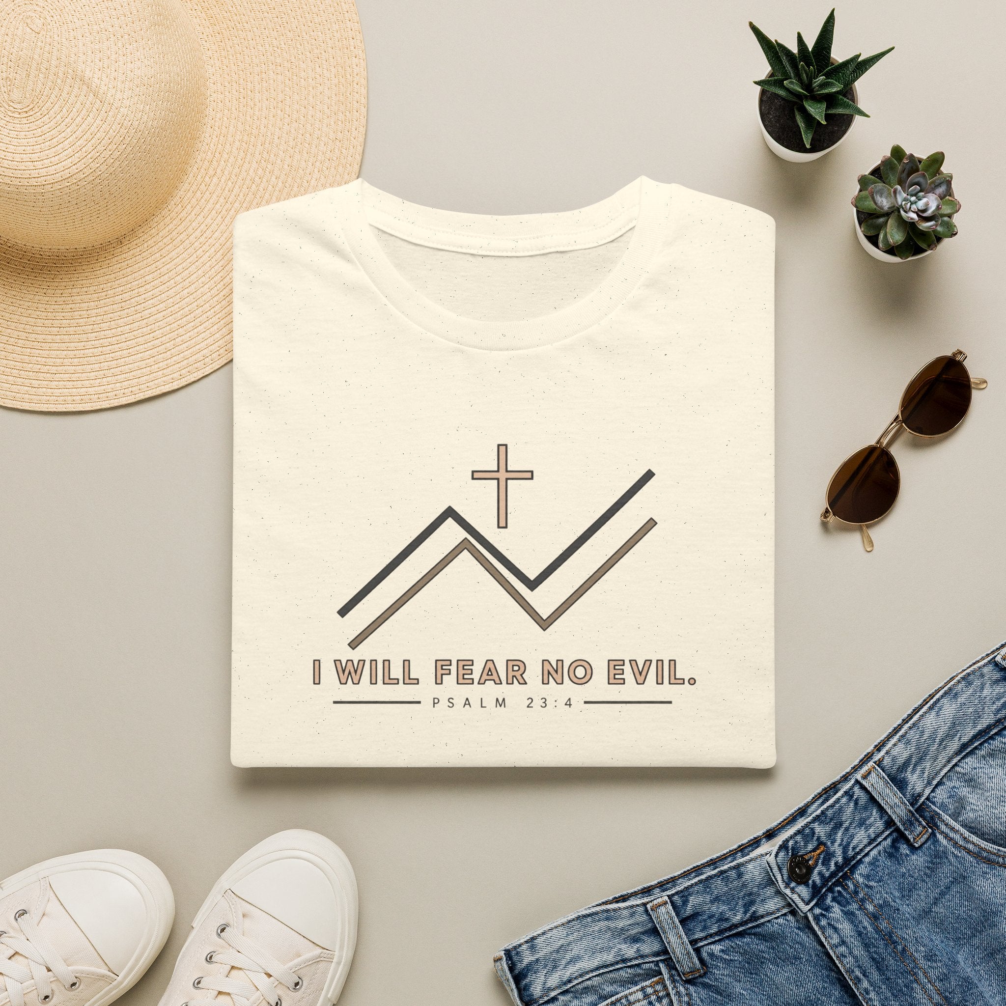 Faith Mountain T‑Shirt — "I Will Fear No Evil" Psalm 23:4 Christian Tee