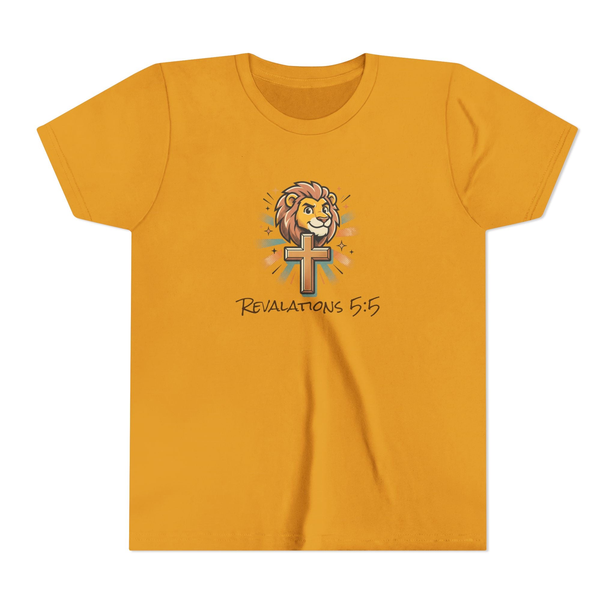 Forge and Thread Co - Youth Tee – Lion & Cross 'Revelations 5:5' Christian Kids T-Shirt