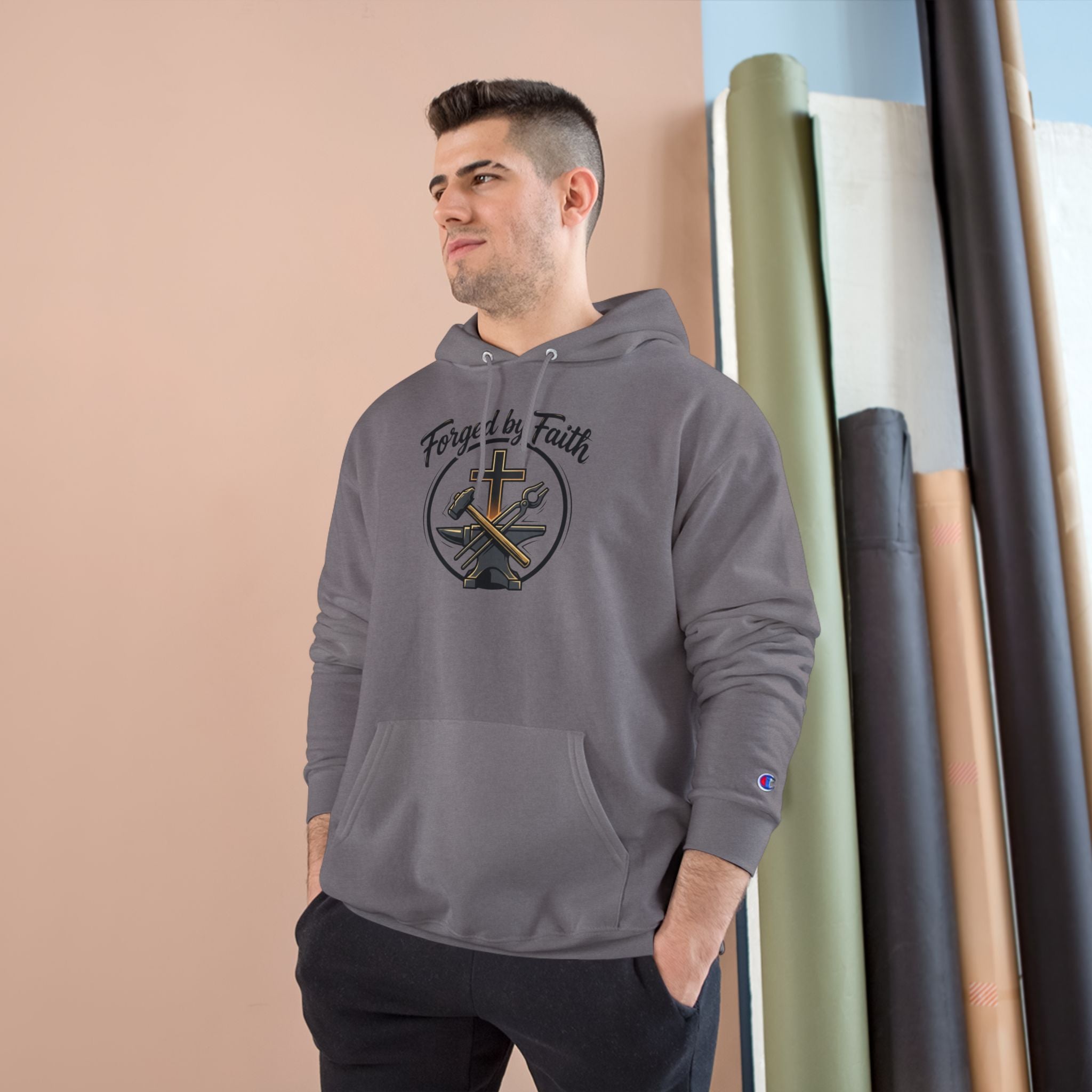Forge and Thread Co - Forged by Faith Champion Hoodie