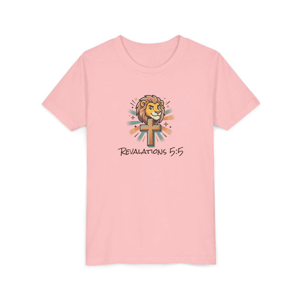Forge and Thread Co - Youth Tee – Lion & Cross 'Revelations 5:5' Christian Kids T-Shirt